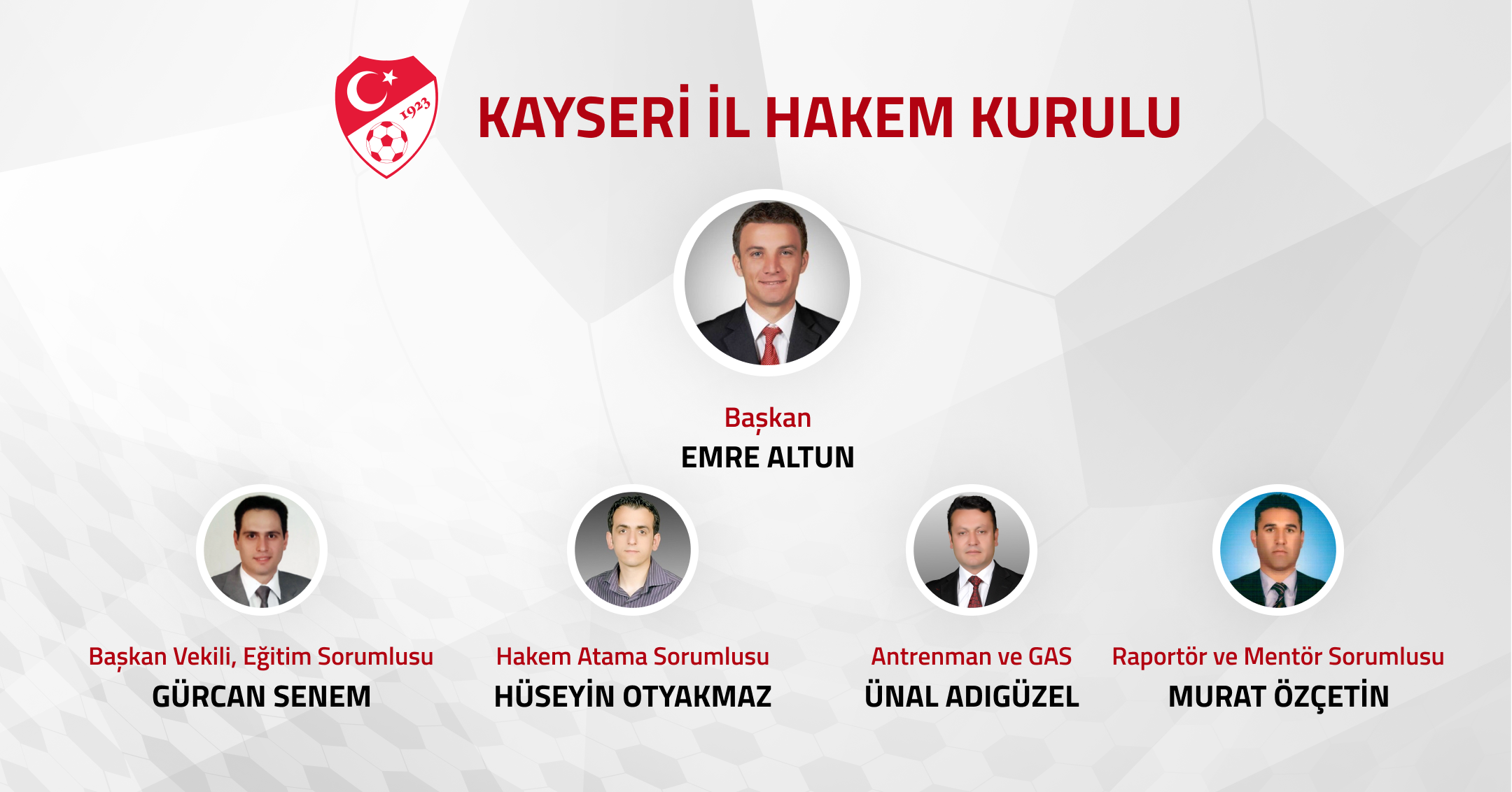 YENİ ATANAN KAYSERİ İL HAKEM KURULU BAŞKANI VE ÜYELERİ