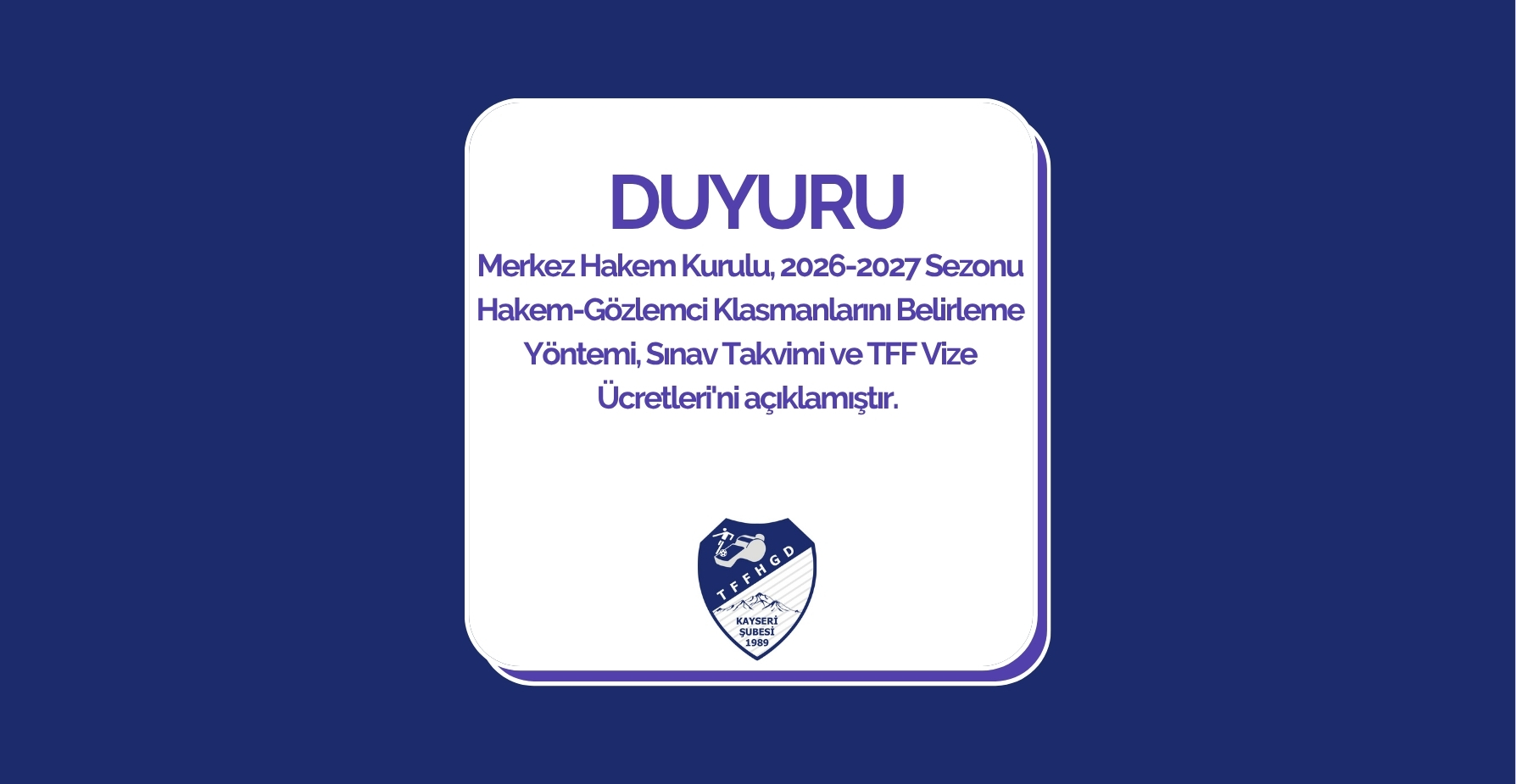 2026-2027 Sezonu Sınav Takvimi
